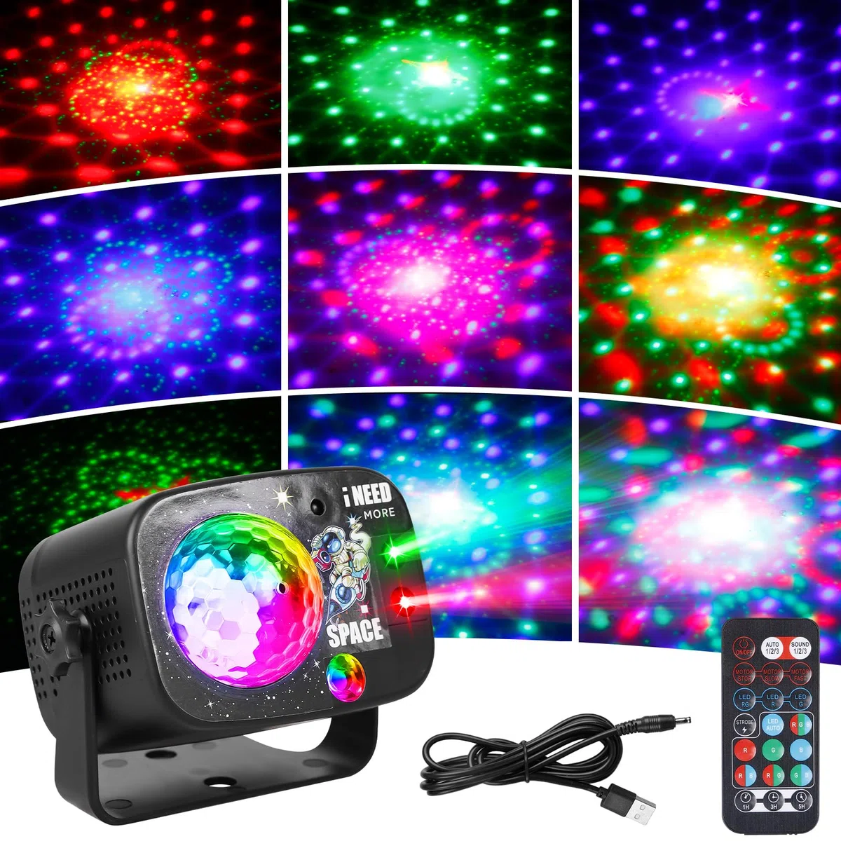 Sfera da discoteca, luce da discoteca RGB controllata con 60 modalità di luce, luce LED per feste con telecomando e cavo USB