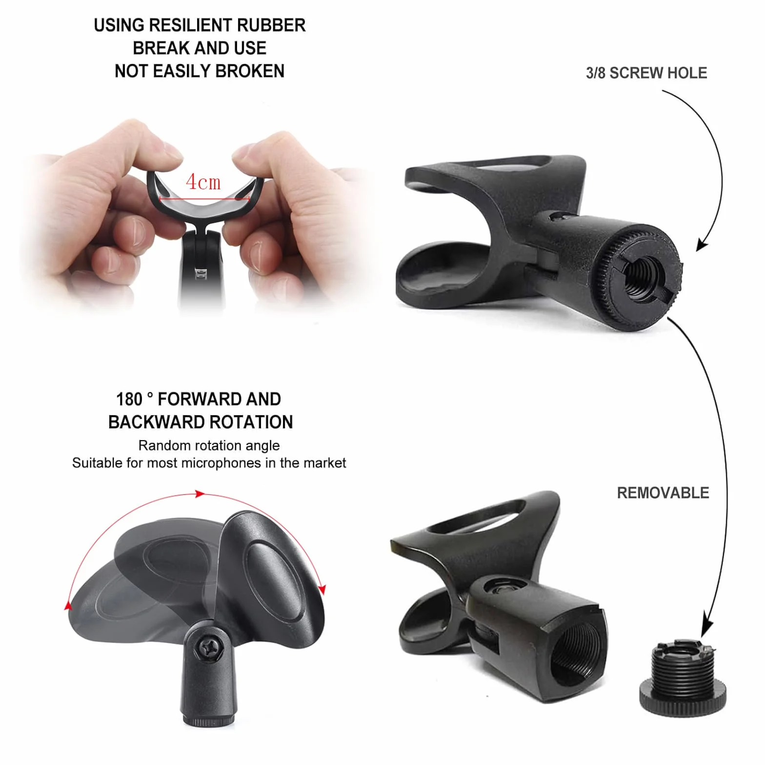 Supporto a Pinza per Microfono 6PCS Pinza Microfono Portamicrofono Clip per Microfono Universale con la Maggior Parte dei Microfoni Cablati e Wireless