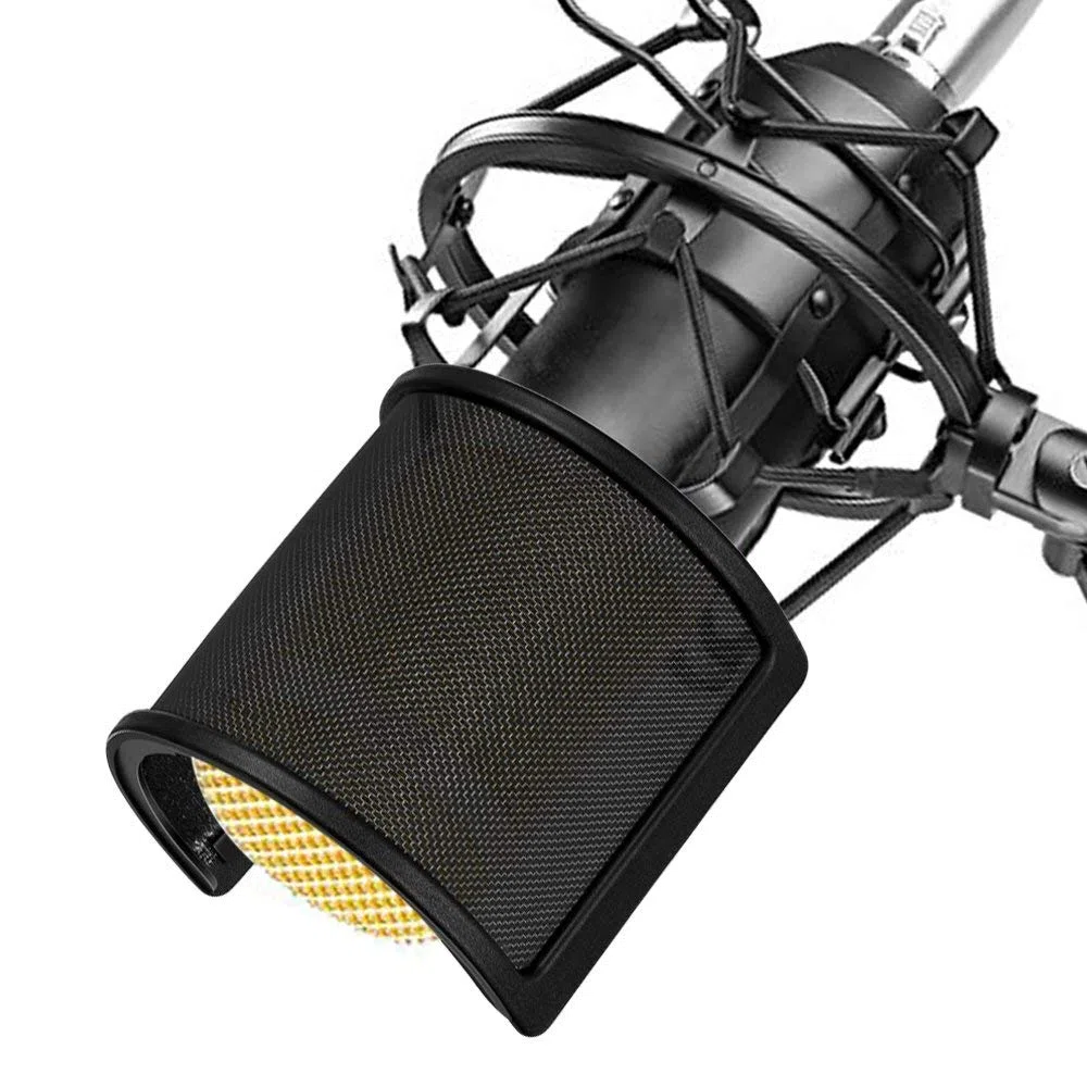 Microfono Filtro Antipop Antivento con Strato Schiuma per Studio Registrazione