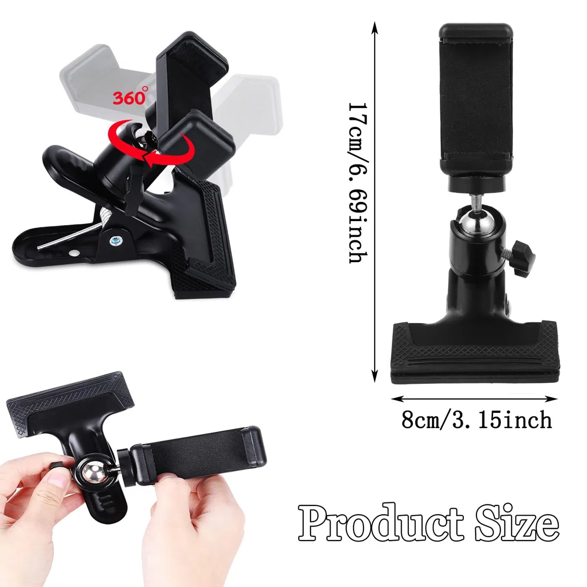 Clip per chitarra universale, supporto per cellulare, clip regolabile, per chitarra, chitarra elettrica, basso, ukulele