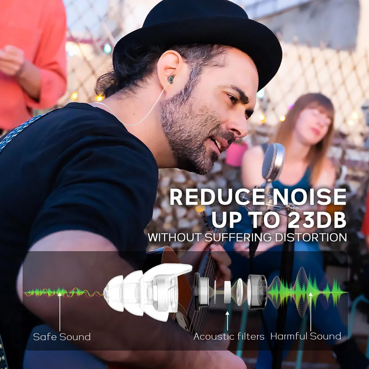 Tappi Orecchie Musica, Eargrace 2 Paia Tappi Per Le Orecchie Di Protezione Dell'Udito Di Piccole Dimensioni Per Musicisti Con Custodia In Alluminio Per Musicisti, Festival, Dj Ed Eventi Rumorosi