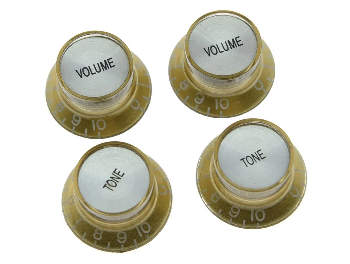 Dopro Set di 4 manopole per chitarra LP riflettore oro con tappo cromato manopole per SG Epiphone Les Paul