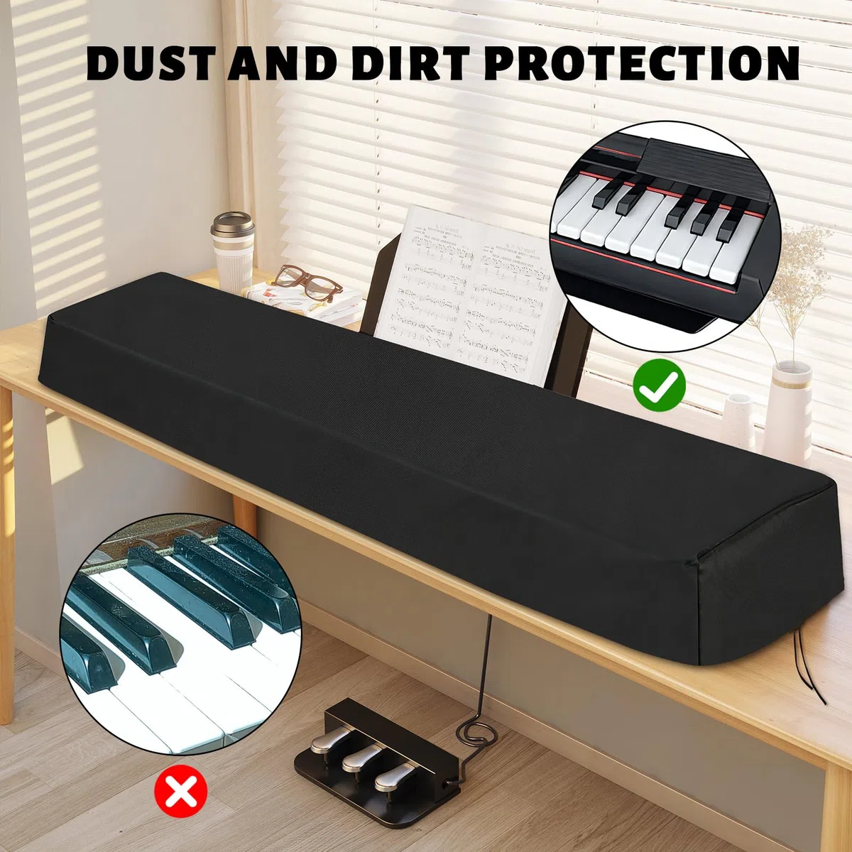 Copertura antipolvere per tastiera elettronica digitale 61/88 tasti, copertura protettiva elastica per tastiera elettronica, accessori indispensabili per pianoforte (88 tasti)