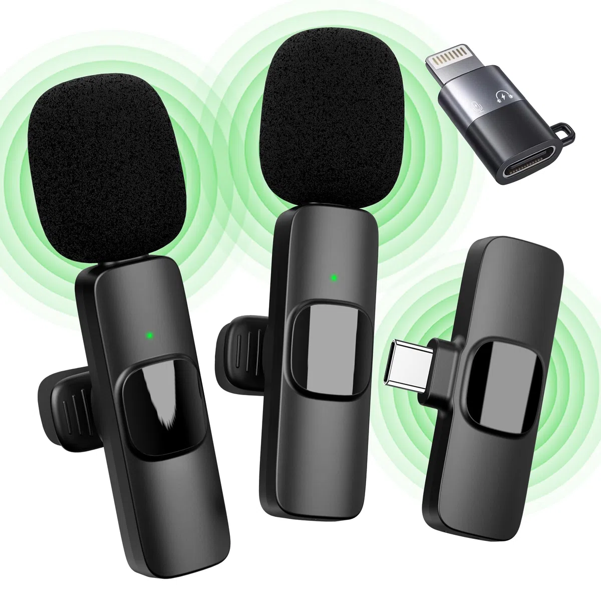 Microfono senza fili per iPhone, iPad, Android, microfono lavalier per la registrazione video - 2 Pack iPhone Mic Registrazione cristallina con USB-C per microfono Podcast, ASMR, TikTok