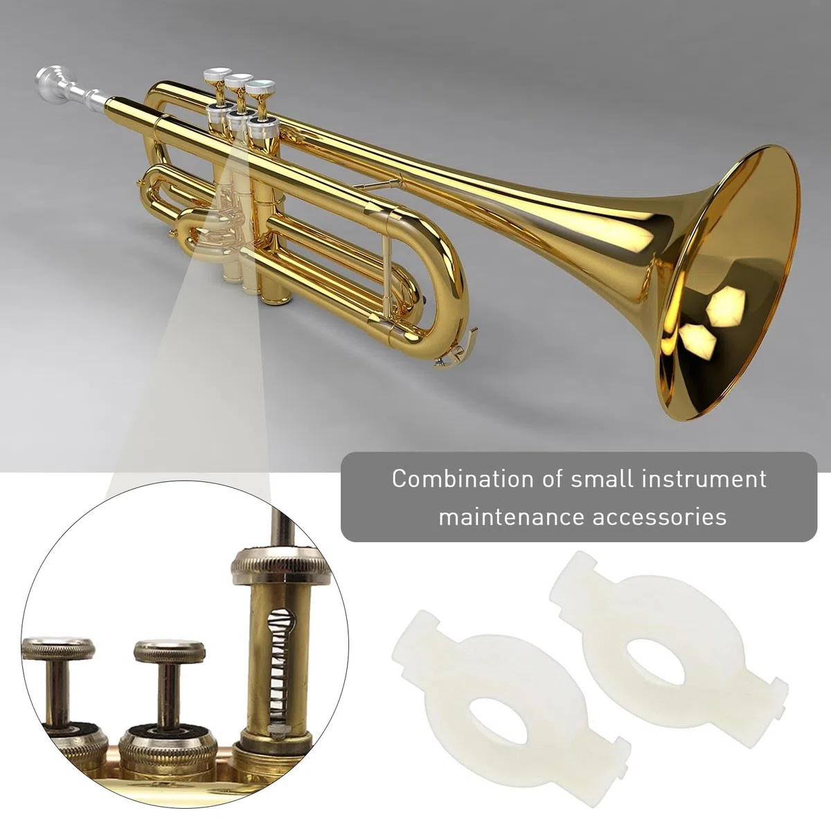 28 Kit di Riparazione Tromba Parti di Manutenzione Strumenti in Ottone Molla di Valvola Tromba Rondelle in Feltro Tampone in Sughero Pistone per Tromba/Corno Tasca in Sib