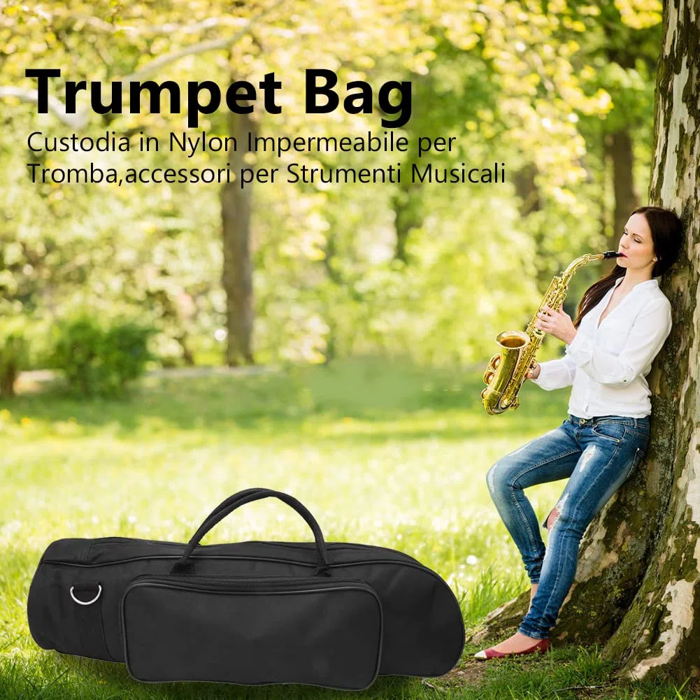 Dilwe Trumpet Bag, Custodia in Nylon Impermeabile per Tromba Custodia in Tessuto Resistente Accessori per Strumenti Musicali, Nero