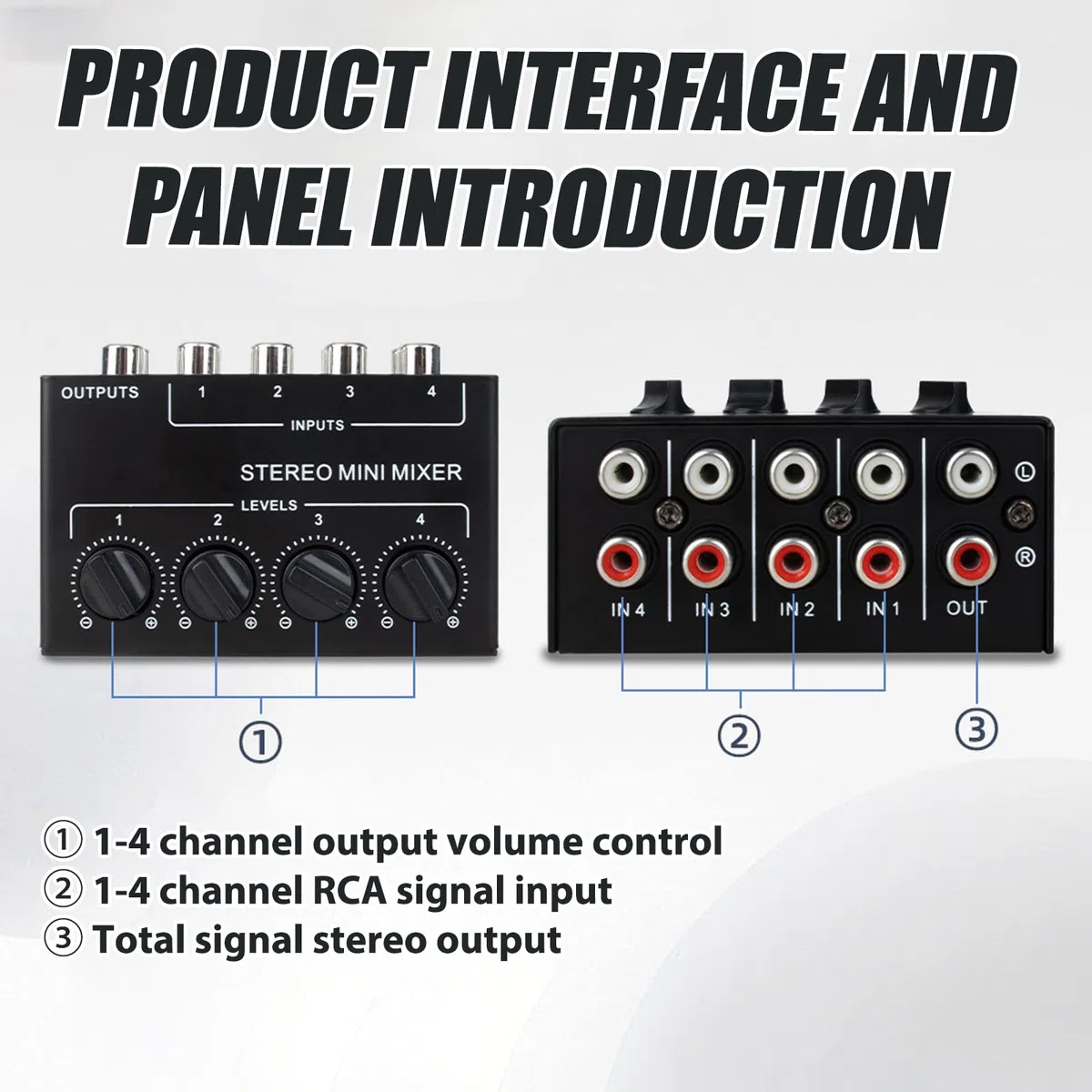 Mixer Stereo, Mixers Audio Passivo, Mmini Mixer Audioixer Passivo, Mini Mixers Stereo Per Dj, Home Theater E Home Studio