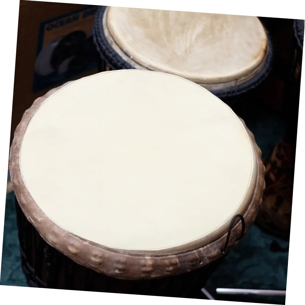 Generico 2 Pezzi Di Pelle Di in Pelle Di Capra Da 40 Cm Copertura Sostitutiva Per Conga e Tamburi Africani Accessori Per Strumenti Musicali Design Durevole e Autentico Suono
