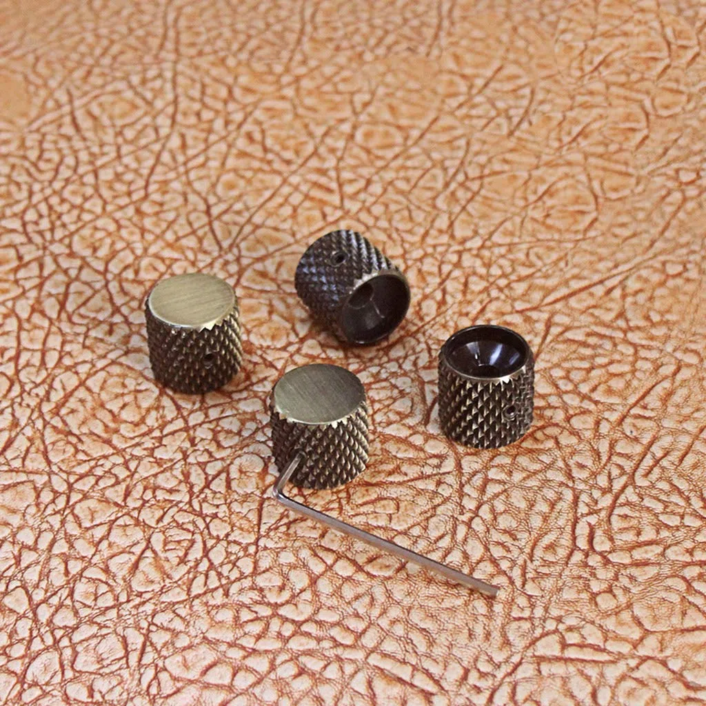 Alnicov Manopole di controllo della chitarra elettronica Manopole di controllo del tono del volume in metallo bronzo Manopole a cupola per parti di basso per chitarra 4 pezzi
