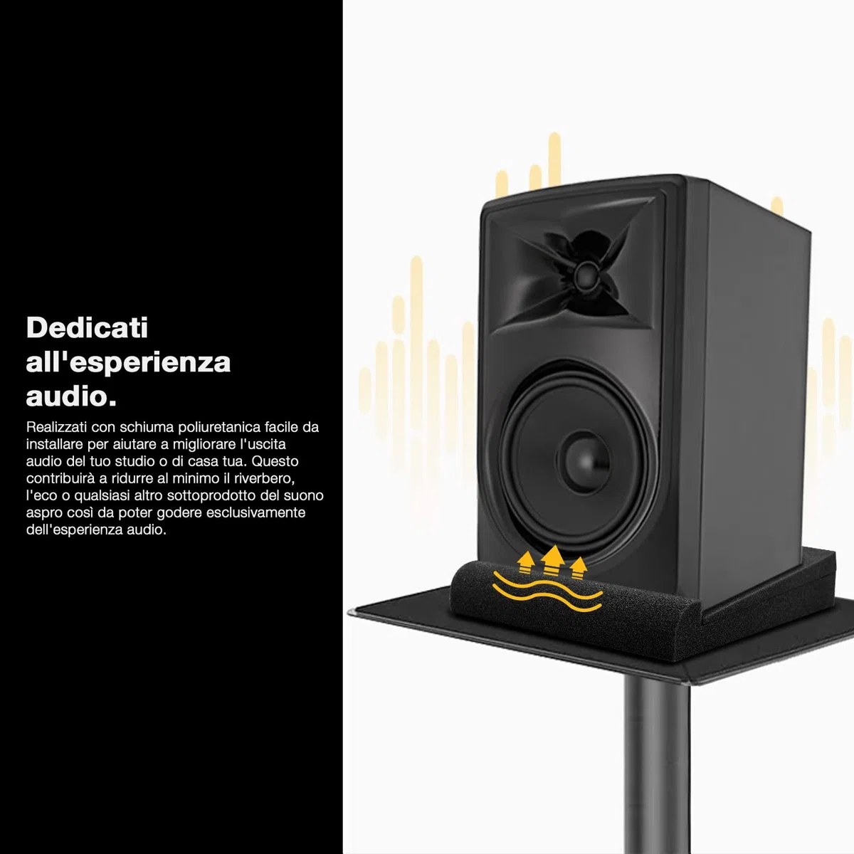 Sonic Acoustics Isolamento Acustico per Monitor da Studio, 2 Pezzi, Base Stabilizzante, 30,5 x 20,3 x 4,6 cm, Compatibile con Maggior Parte di Altoparlanti da 12,7 cm (5 Pollici), Nero