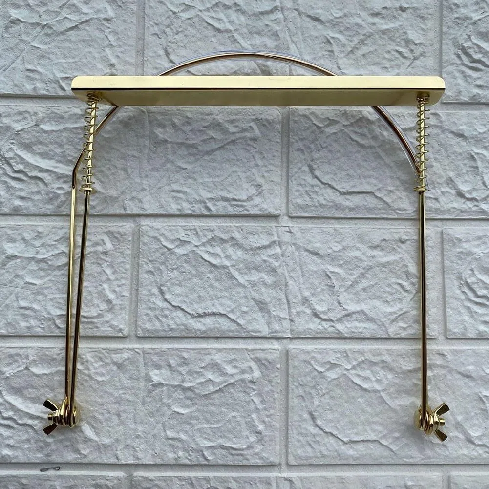 Supporto per armonica a 10 fori, staffa di supporto per armonica in metallo, supporto regolabile per collo (oro)