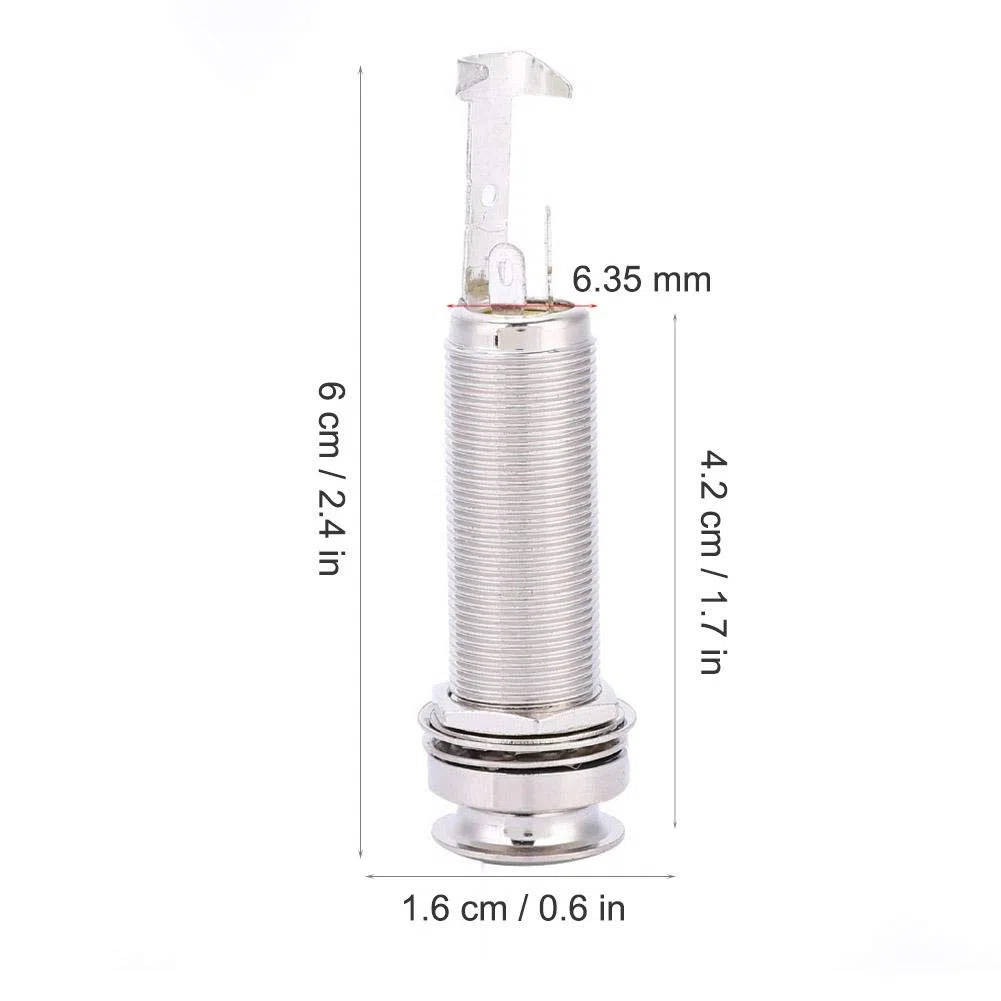 Jack Endpin per Chitarra, Presa Jack Mono Pin in Rame 6306 per Chitarra Elettrica Pickup Ukulele(argento)