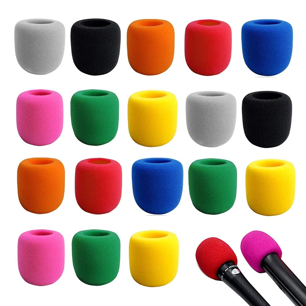 20 Pezzi Custodia in Schiuma per Microfono Colorato,Spugna Antivento per Protezione del Microfono per Discorsi di Partito e Coro,colore casuale